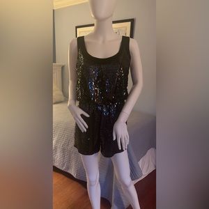 Bebe blue sequin romper